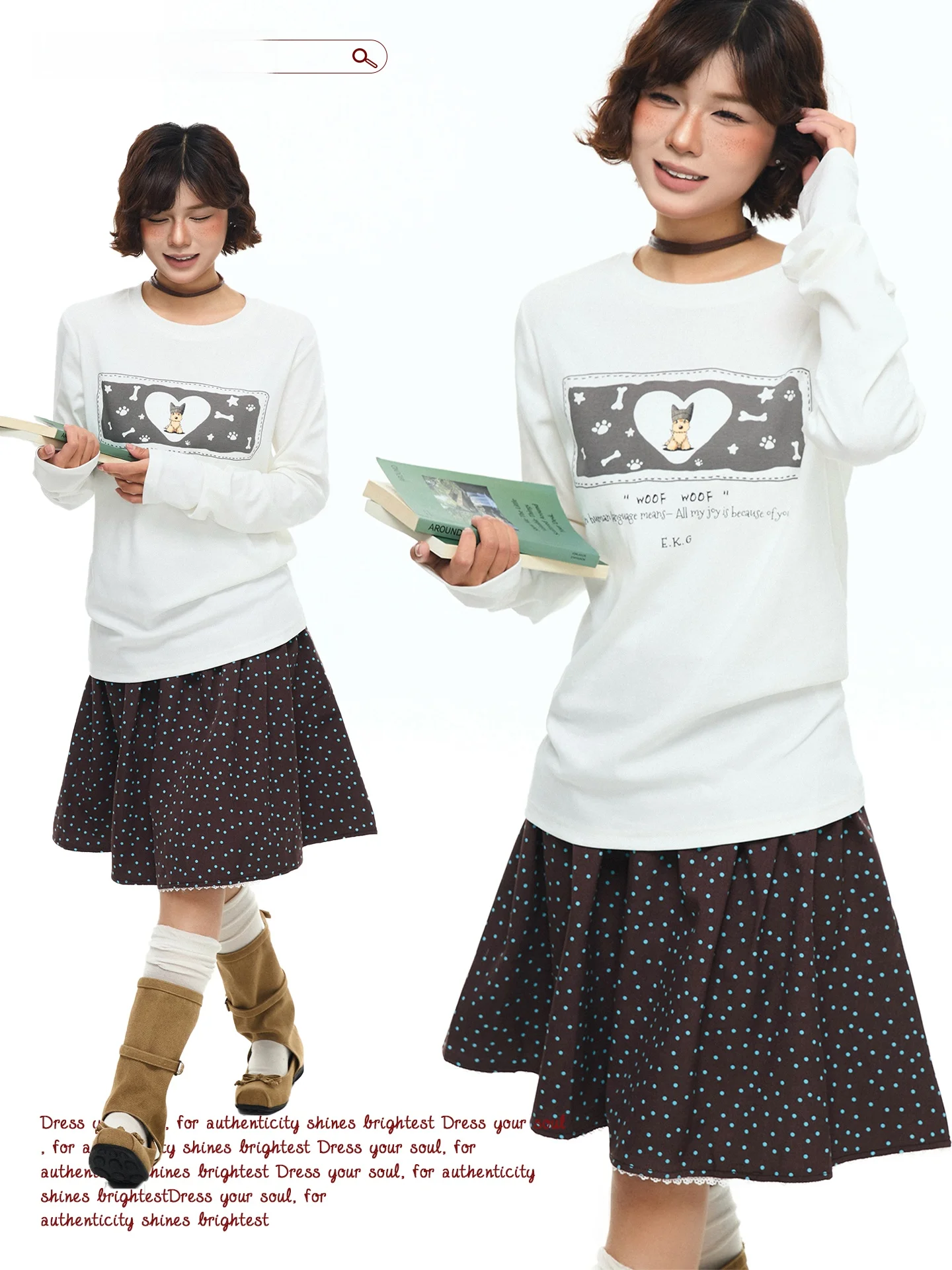 

Chen Zhanlao Store American Casual Print Long Sve T-irt Women's Spring New Loose Versatile Base irt Top