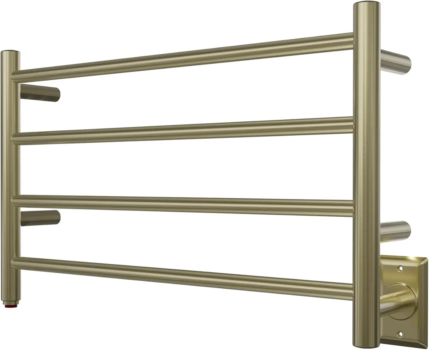 Towel Warmer 4 Bar Towel Dryer Wall-Mounted Plug-in Bath Towel Heater - Brushed Brass