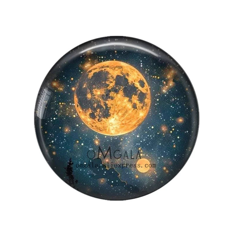 Beauty Moon And Floral Art Paintings 12mm/18mm/20mm/25mm Round Photo glass cabochon demo flat back Making findings