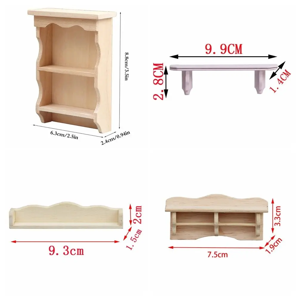Estante de almacenamiento de madera para casa de muñecas, muebles para muñecas en miniatura 1:12, armario de pared de madera en miniatura, estante de almacenamiento, decoración para casa de muñecas