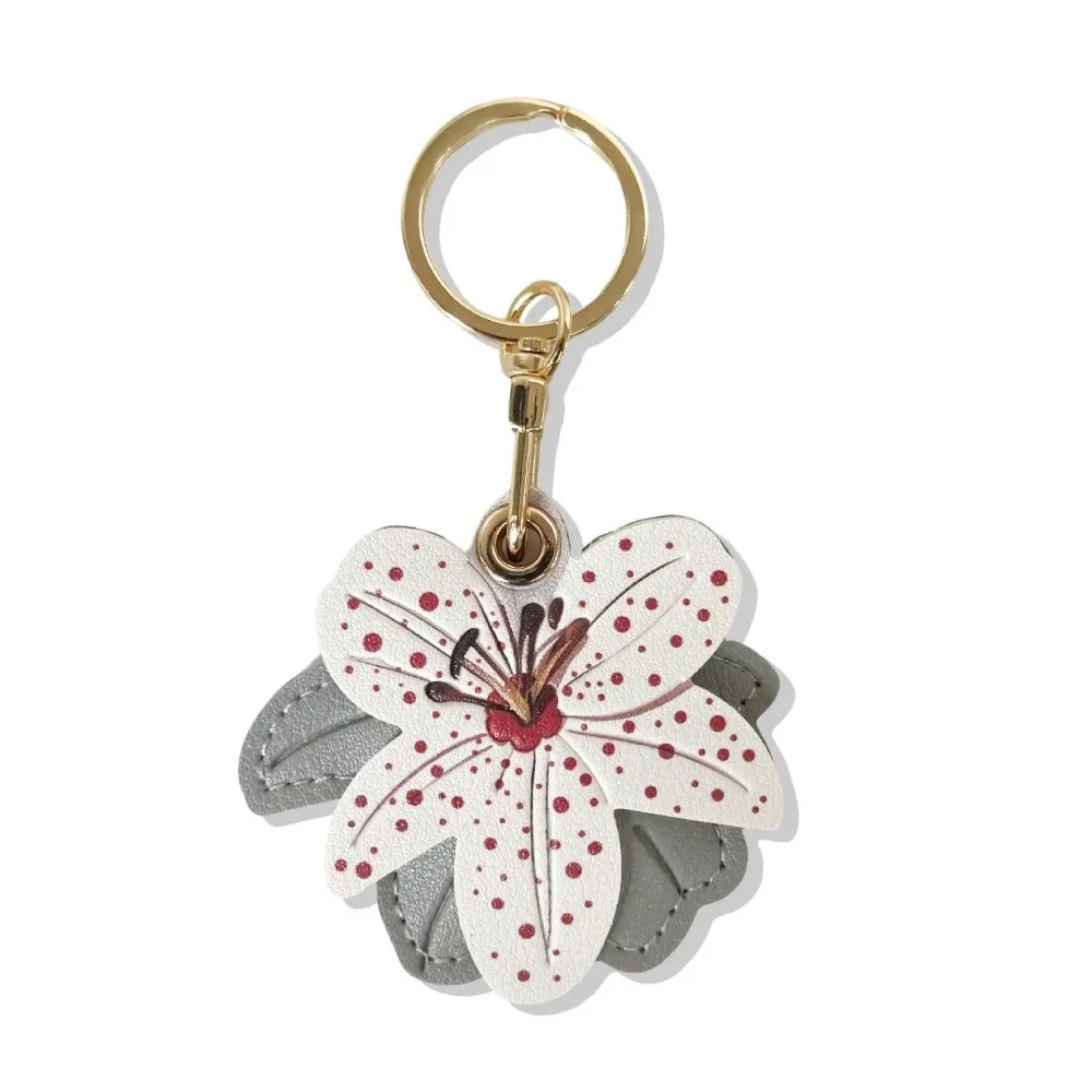 Fashion Cartoon Flower Keychain PU Leather Access Control Card Holder Bag Pendant Multicolor Ornament Bag Hanging Women