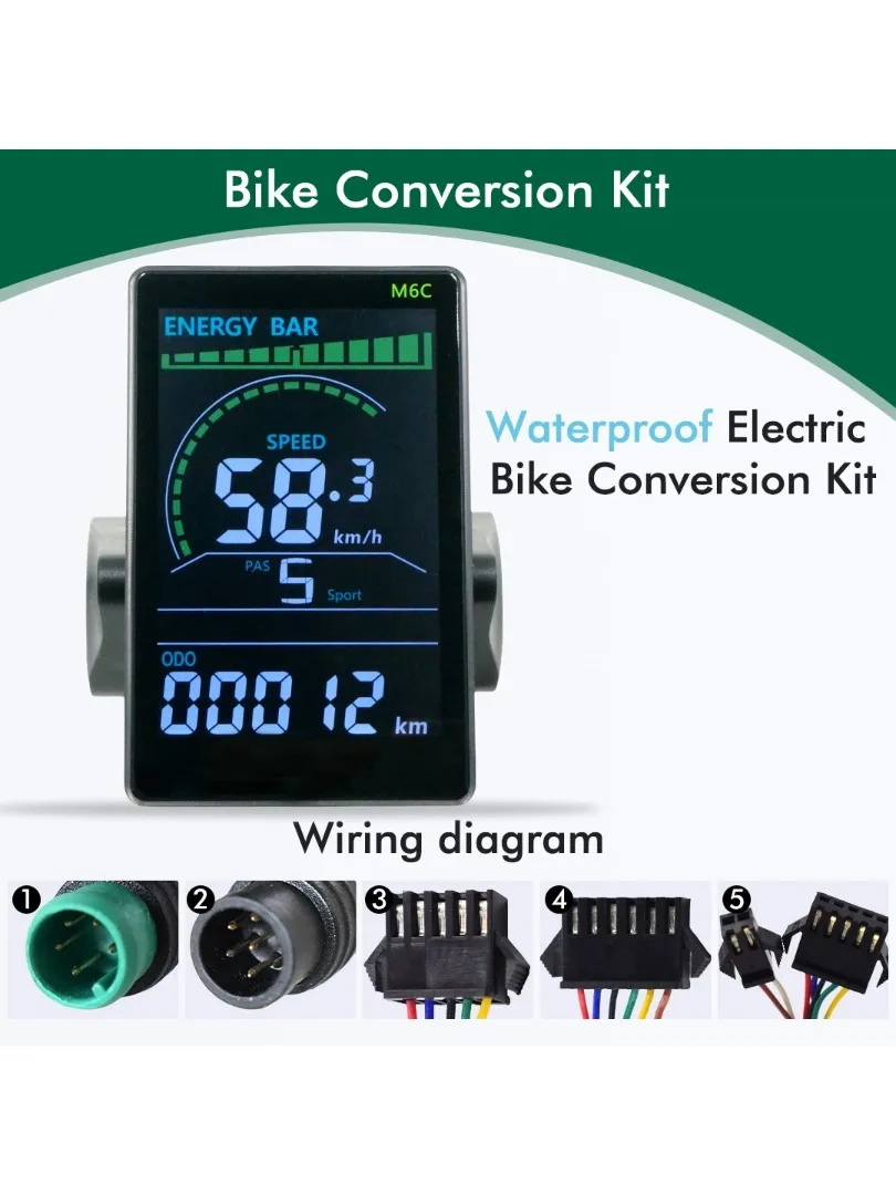 AliExpress UART2 M6C 24V 36V 48V  Electric Bike LCD Display Meter Waterproof E Scooter LCD Panel Color Screen USB For Mountain Electric
