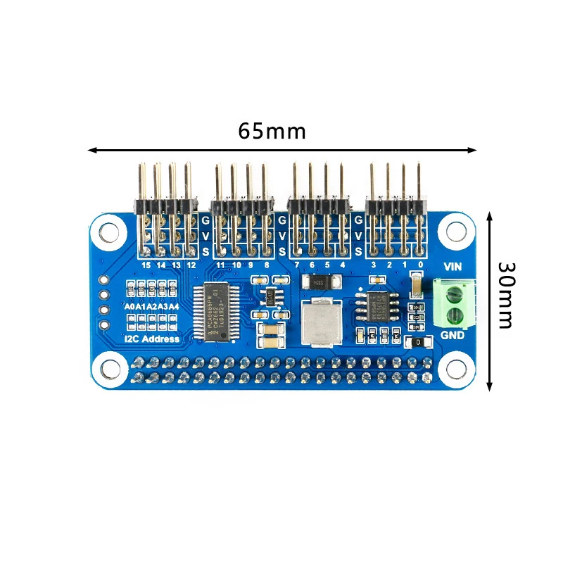Raspberry Pi 4B/3B +/Zero W, dispositif de direction à 16 voies, module de pilote PWM, interface I2C version à broche incurvée