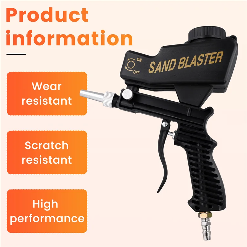 

A19F-Sandblasting Tool Portable Adjustable 90Psi Handheld Pneumatic Blasting Tool Set Small Sand Blasting Machine