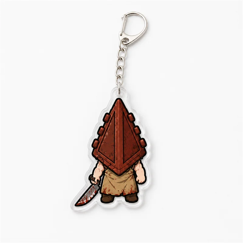 Horror Game Silent Hill Keychains for Accessories Bag Charms Chibi Pyramid Head Bloody Nursed Maria Keyrings Pendant Fans Gift