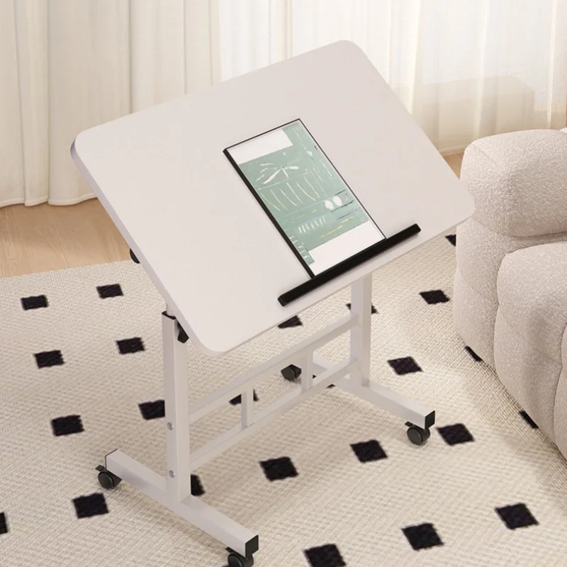 Simple Adjustable Laptop Desk with Wheels Movable Bedside Computer Table Lift Computer Desk Bedroom Office Portable Study Table