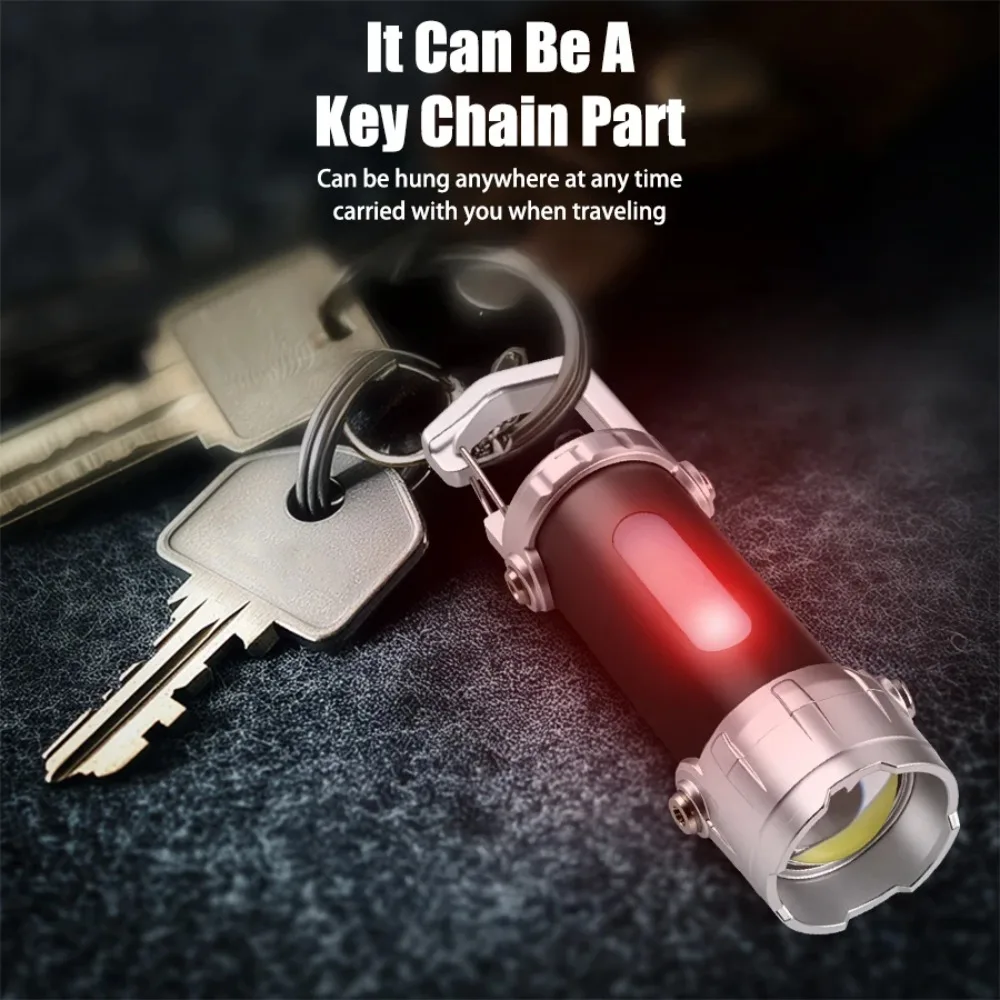 Powerful Mini Portable LED Flashlight Rechargeable Keychain Flashlight Built in Battery Waterproof Camping EDC Torch with Hook
