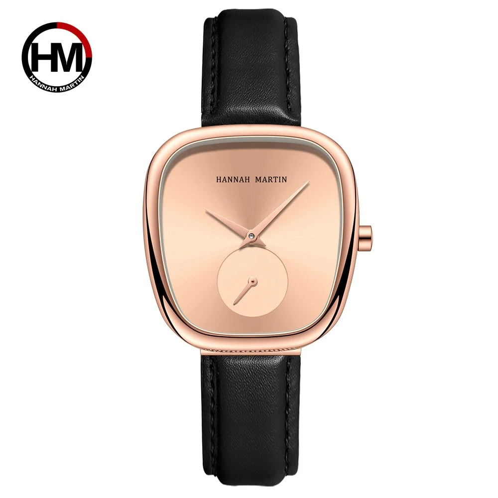 Hannah Martin Women Watch Stainless Steel Mesh Strap 34mm Rose Gold Dial Oval Clock Creative Timing Sub Dial Minimalist Style Suitable for Daily Wear and Holiday Gifts Watch Local Shipping