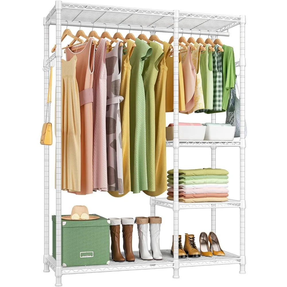 

Adjustable Closet Organizer System Assembly Closet for Clothes White Max Load 500LBS Bedroom Clothes Cabinet Wardrobe Room Home