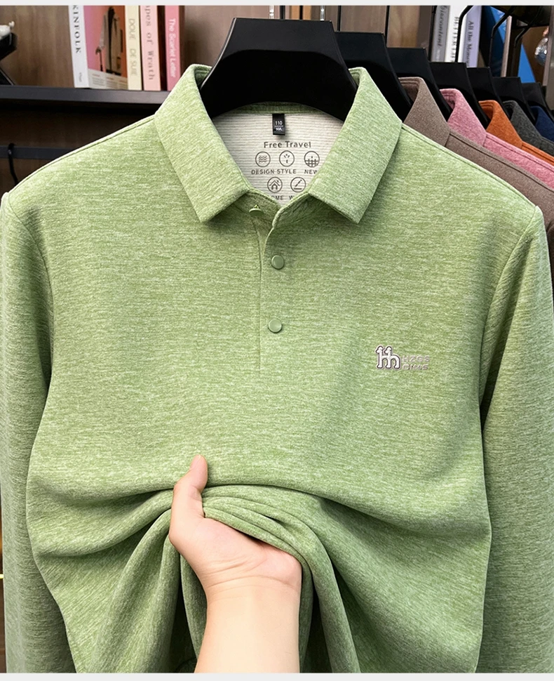 Marke Mode Buchstaben Muster Langärmel Polo-Shirt Herren Luxus Herbst Neues Leicht Komfort Geschäftsbereich Freizeit Flip-Kragen T-Shirt – Detail 4
