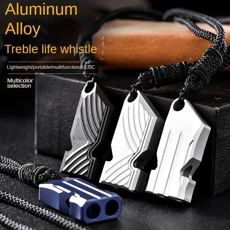 

EDC High Audio Double Tube Aluminium Alloy Whistle for Self Defense Outdoor Adventure & Survival