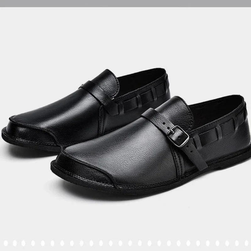 Mocasines para hombre, zapatos cómodos para conducir, zapatos planos suaves informales de cuero genuino para hombre, zapatos antideslizantes para caminar para hombre, zapatos sin cordones para hombre