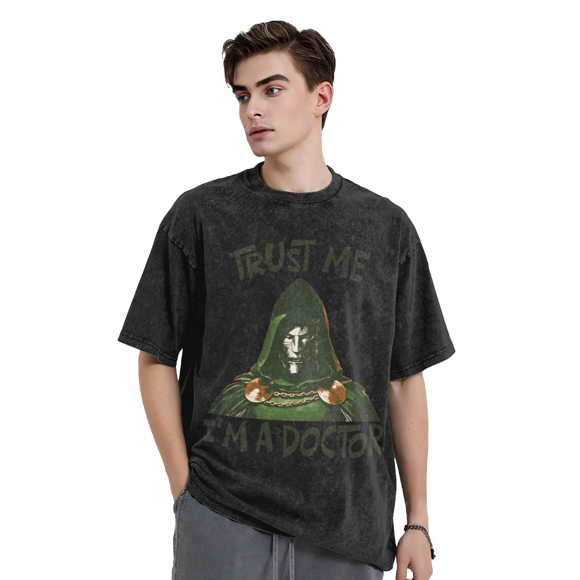 Dr Dooms Comics Trust Me I'm A Doctor Washed T Shirts Streetwear Novelty T-Shirts  Tees Tops Men Women Short Sleeve Summer