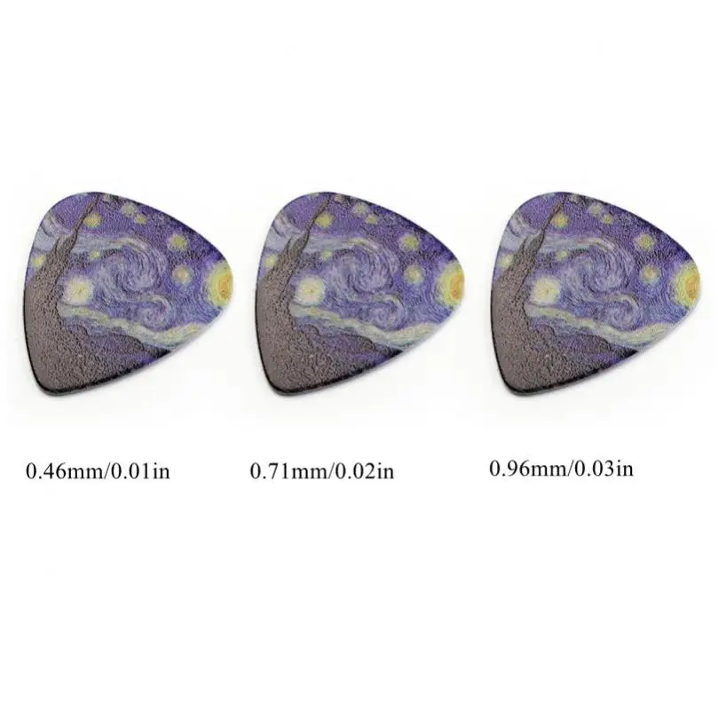 3pcs/lot Guitar Picks Set 0.46mm 0.71mm 0.96mm Starry Sky Celluloid Acoustic Electric Guitar Picks Plectrum Paddle with Box