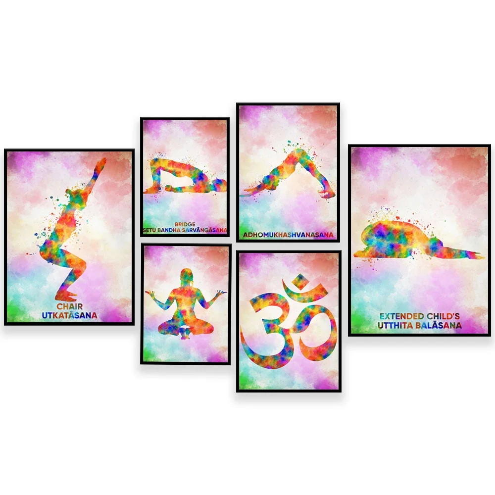 Yoga Ashtanga Pose Poster Home Workout Gym Wellness Canvas Painting Wall Art Prints Yoga Pictures Living Room Home Gym Decor