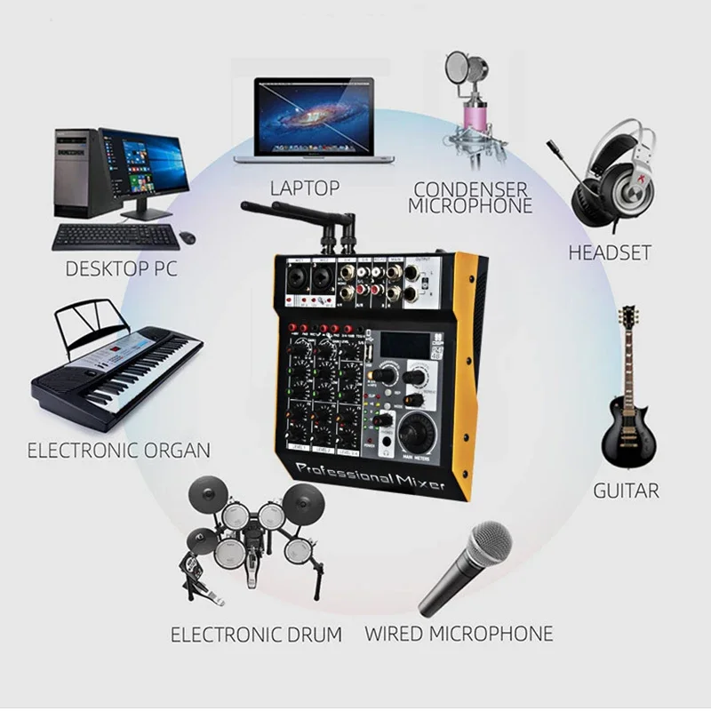 

Mini Portable 6 Channel Microphone 99 Dsp Dj Controller/audio Console Mixer Audio Sound System Amplifier Power Mixer 6 Channel