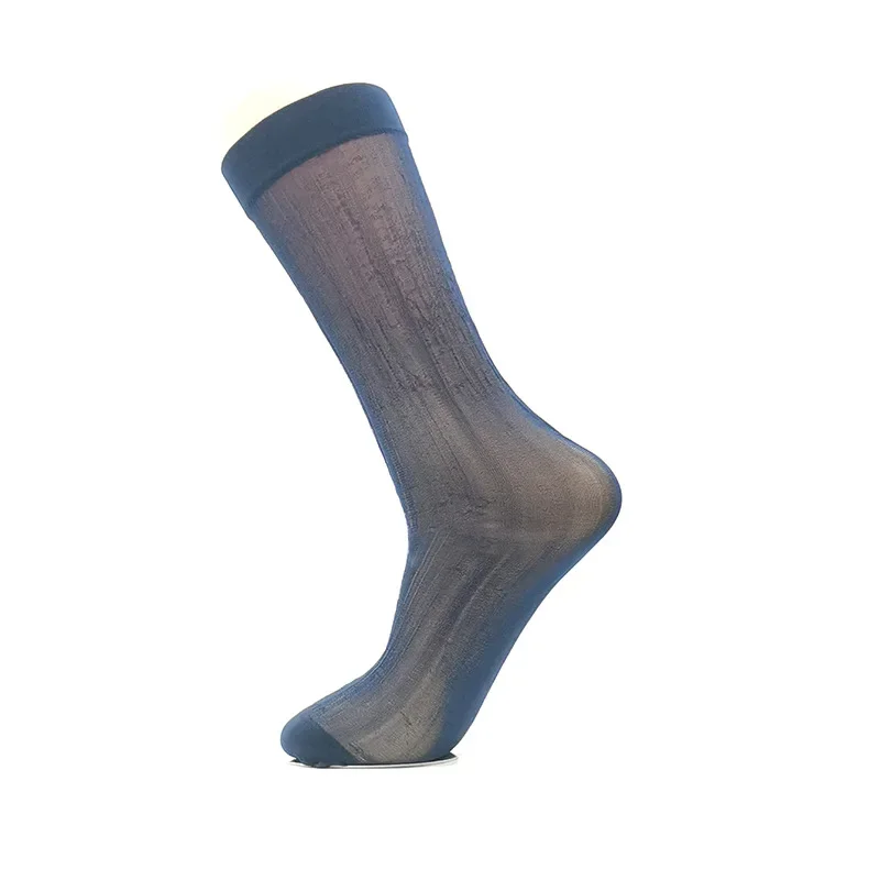 12 Pairs Mens Socks Wholesale Solid Color Thin Shiny Silk Long Socks for Man Sexy Nylon Elastic Business Casual Dress Stockings