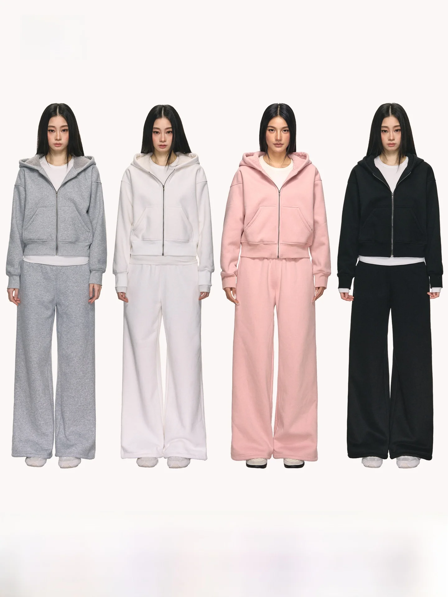 

Женский спортивный костюм Anna Aneae: вязаный комплект с капюшоном, свободные длинные брюки, повседневный костюм-двойка на молнии, весна