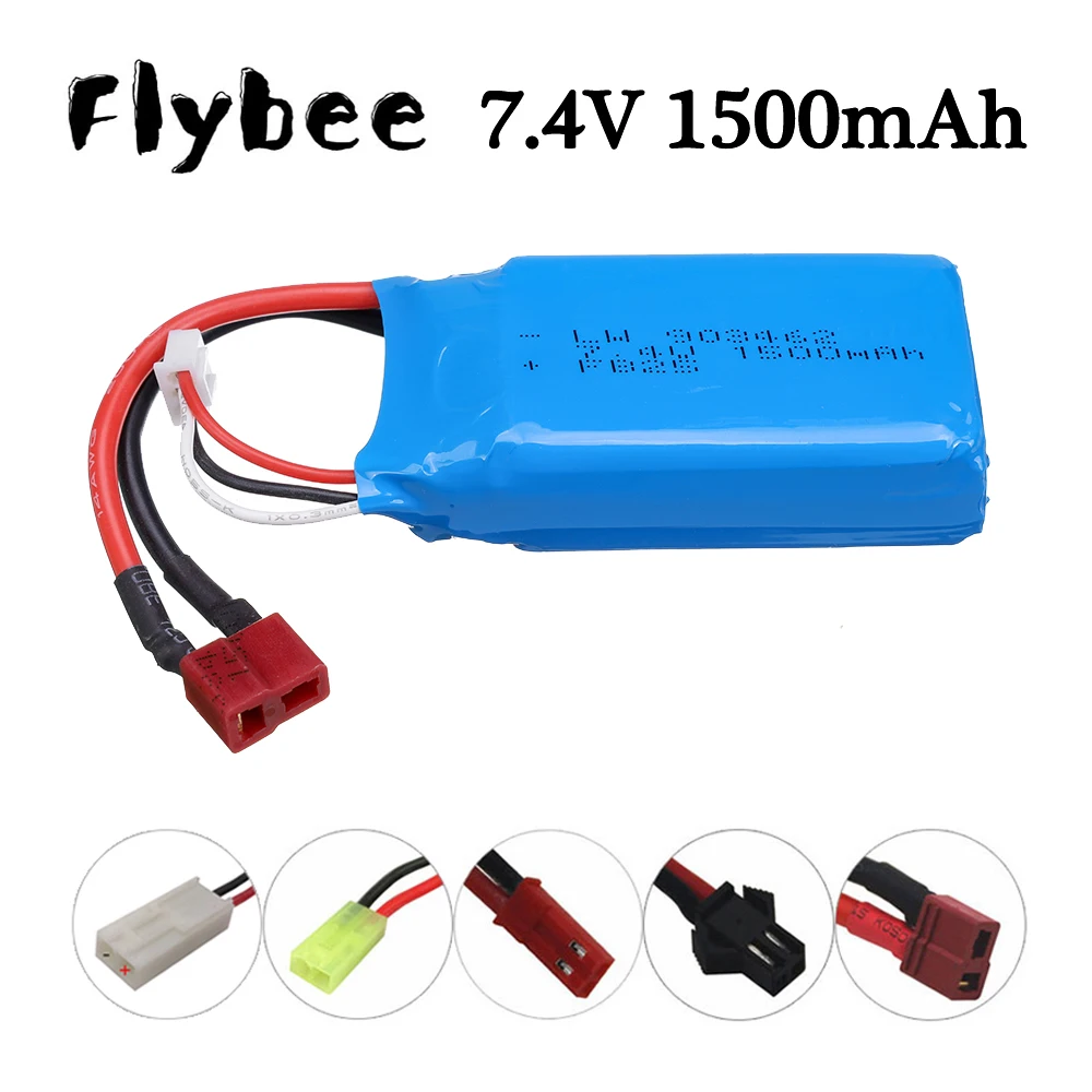 Batteria Lipo 7.4V 1500mAh con spina T/JST/SM/EL2P per auto RC Quadcopter elicottero barca droni pezzi di ricambio 2s 7.4v batteria