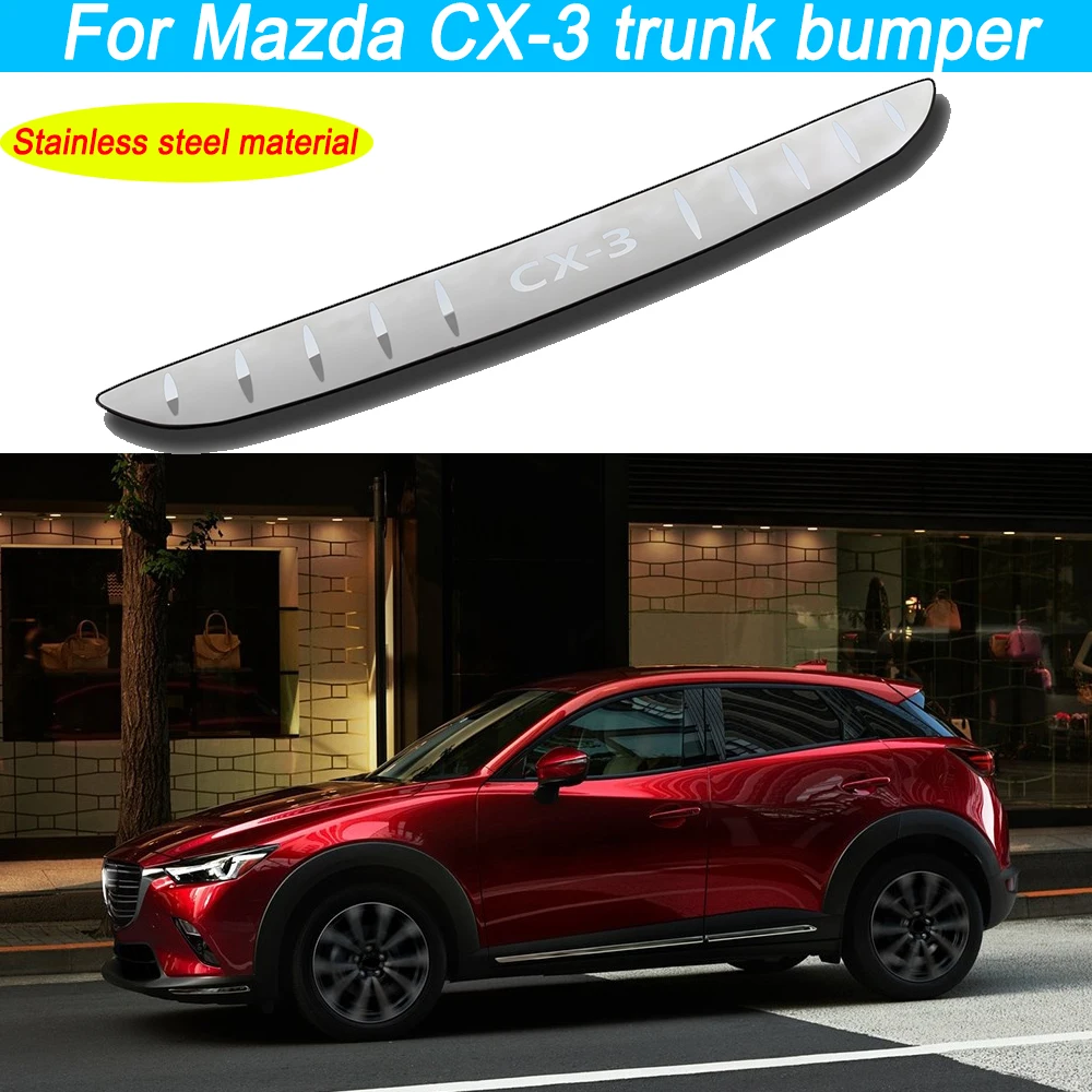 

Car Accessories Trunk Trim Rear Bumper Protector Stainless Steel Door Sill Scuff Plate For 2016-2023 2024 Mazda CX-3 CX 3 CX3