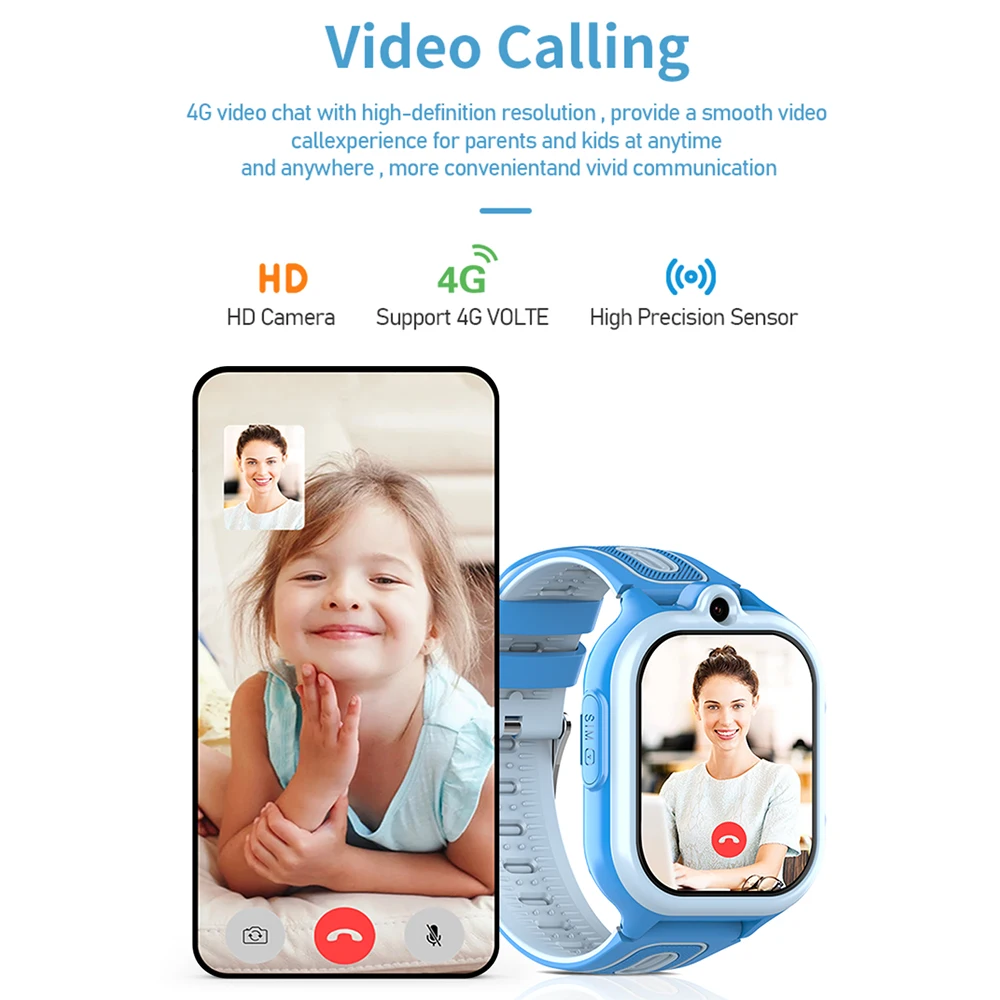 جديد 4G الساعات الذكية للأطفال GPS WIFI LBS مكالمة فيديو SOS مقاوم للماء 800mAh الطفل Smartwatch كاميرا المقتفي موقع ساعة الهاتف
