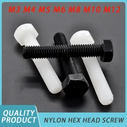 Black/ White Nylon External Hex Head Screws M3 M4 M5 M6 M8 M10 M12 Plastic Hexagon Bolts for Heat/ Electricity Insulation USE