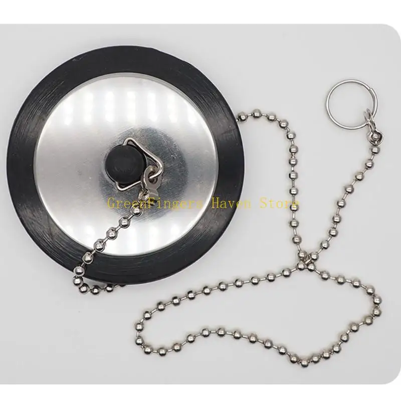 

F68D Rubber Tub Stopper with Chain Sink Strainer & Stopper Kitchen Barthroom Sink Drain Plug 1Pack