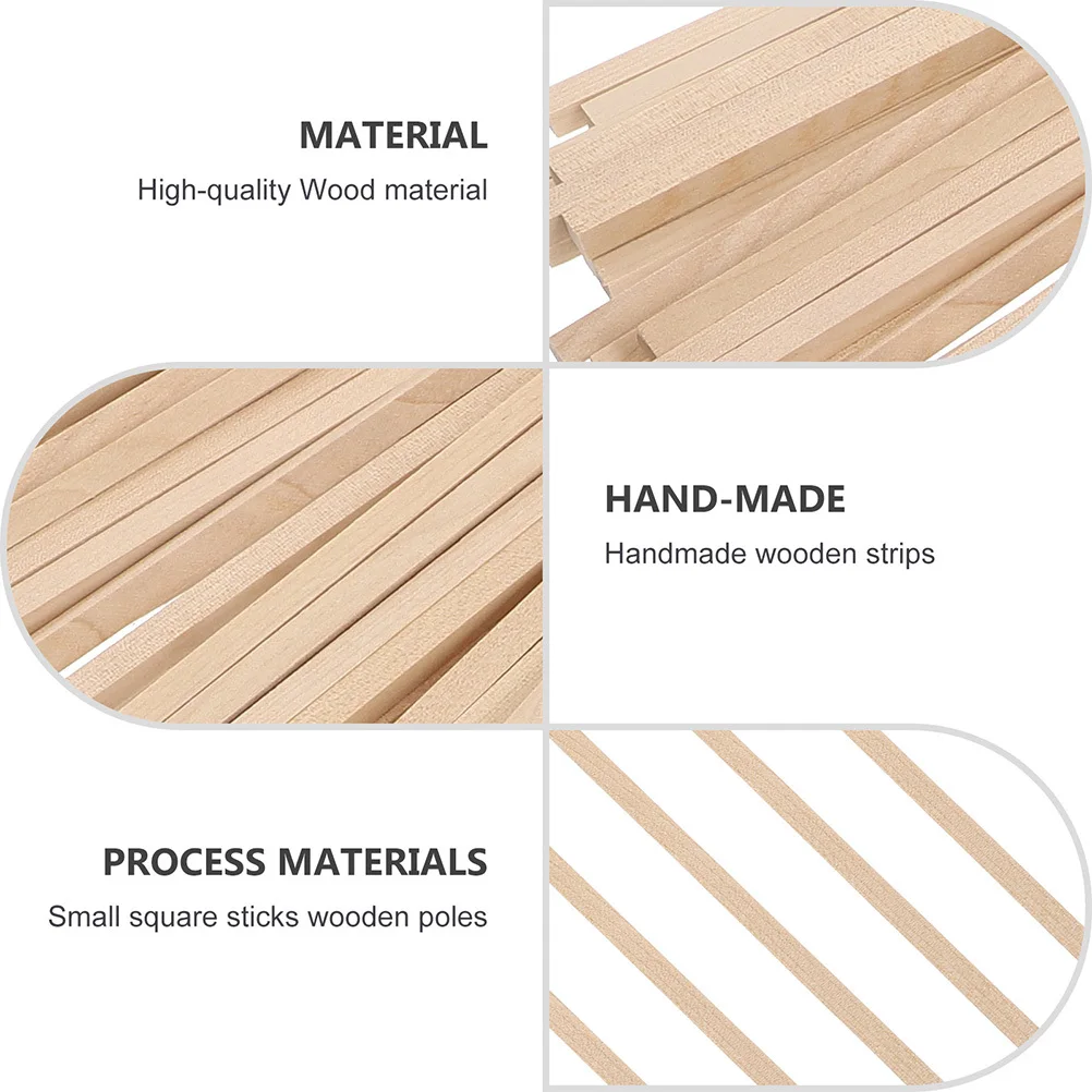

30Pcs Square Wooden Sticks Superior Design DIY Handmade Material Sturdy Texture Wonderful Details Wooden Stick DIY Material