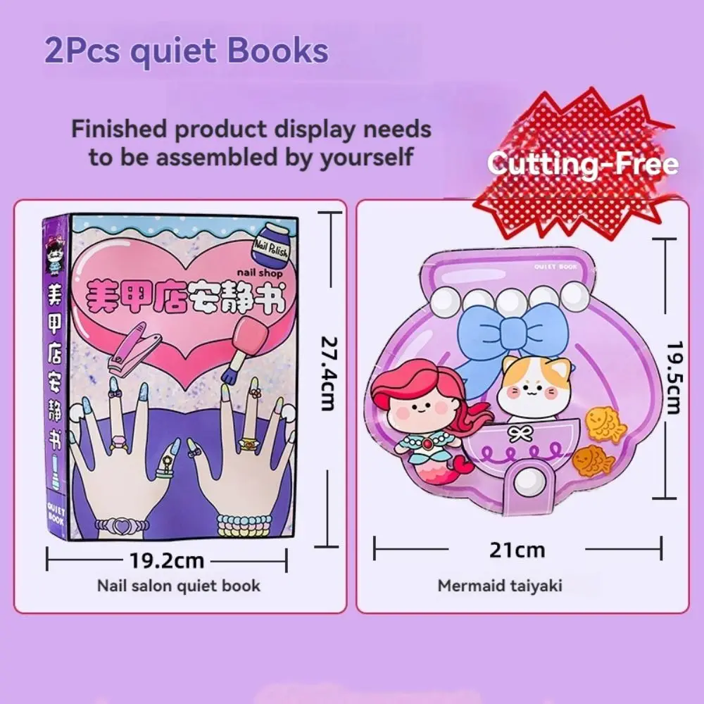 Funny 3D Nail Shop Quiet Book Creative Homemade DIY Dress Up Craft Puzzle Style Makeup Quiet Book Early Learning