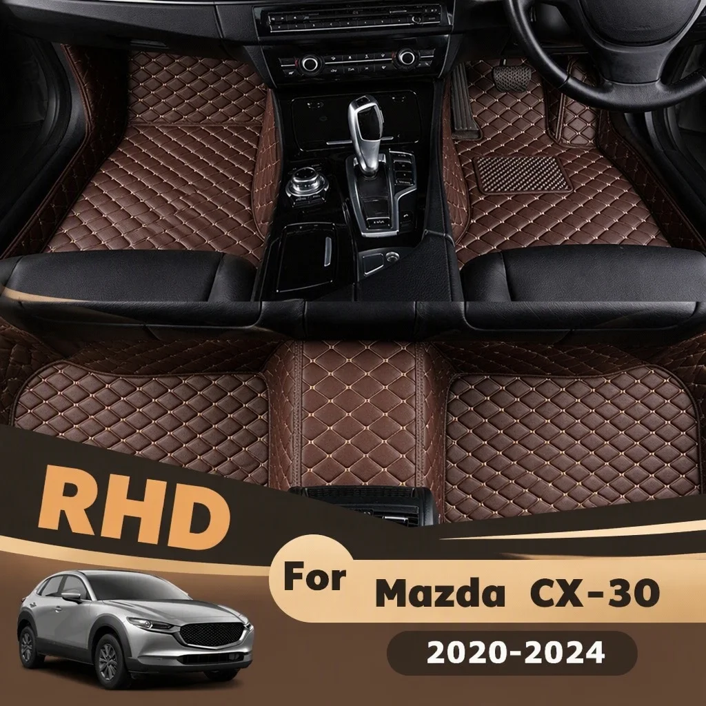 RHD Car Floor Mat for Mazda CX-30 2020 2021 2022 2023 2024 Custom Leather Car Carpet Foot Pad Auto Interior Accessories