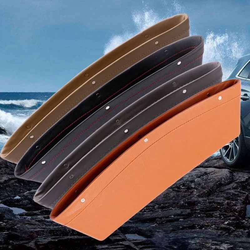 منظم فجوات مقاعد السيارة جلدي عالمي ، صندوق تخزين شق ، مناسب لمجموعة واسعة من المركبات