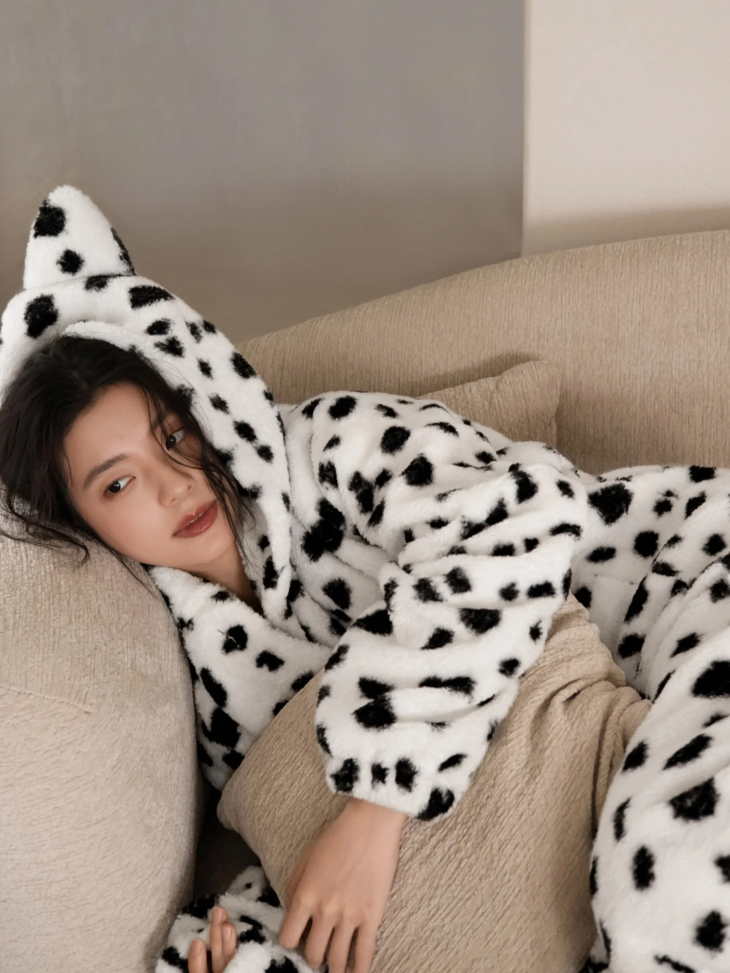 hello-beiyan-spot-vache-hiver-plu-spwear-femmes-corail-fce-a-capuche-maison-vetements-ensemble-longue-sve-thermique-chaud-tenue-decontractee