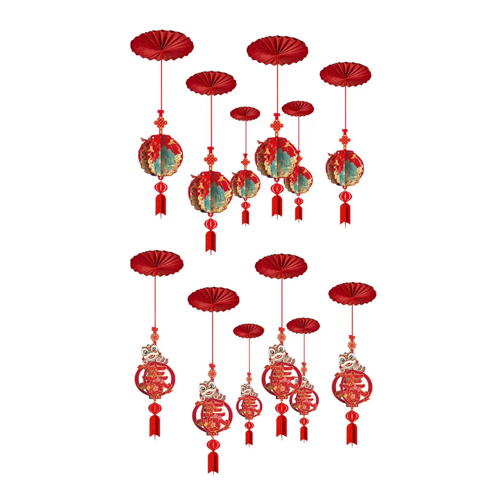 Chinese Tassel Red Paper Pendant Ceiling Hanging Ornaments Set for 2026 Spring Festival Home Decoration