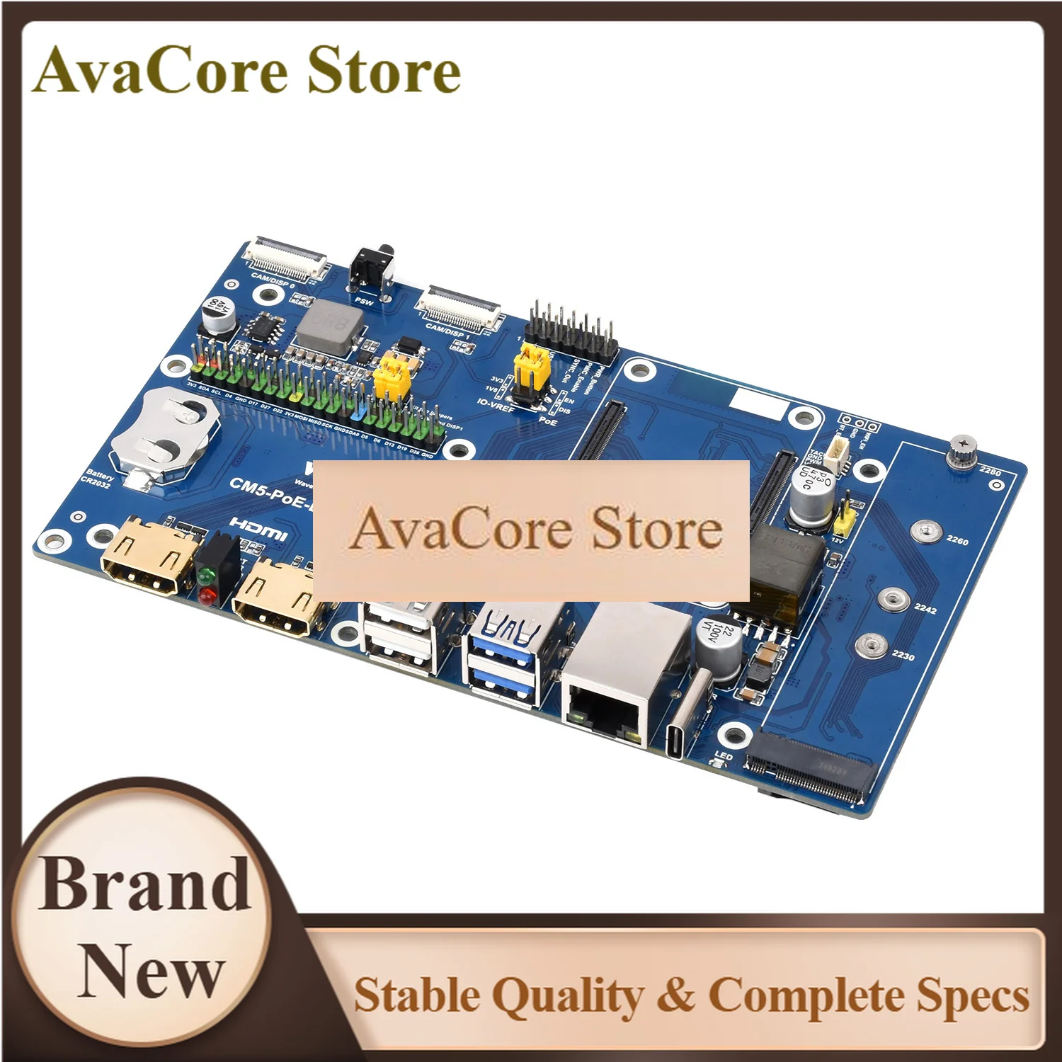 AvaCoreCM5 IO Carrier Board Projects USB POE Ethernet HUB Expansion For RasPi RPI Raspberry Pi Compute Module 5 Lite EMMC 4GB 8G