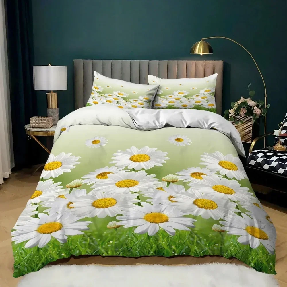 Flower Themed Duvet Cover Set 3D Colourful Flower Pattern Single Double TwinQueen For Girls Women Kids Adults Gift