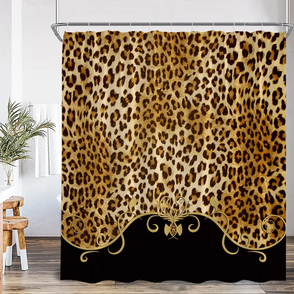 Leopard Pattern Shower Curtains Panther Stripes Fashion Bath Curtain Modern Aesthetic Bathroom Decoration Polyester Bath Curtain