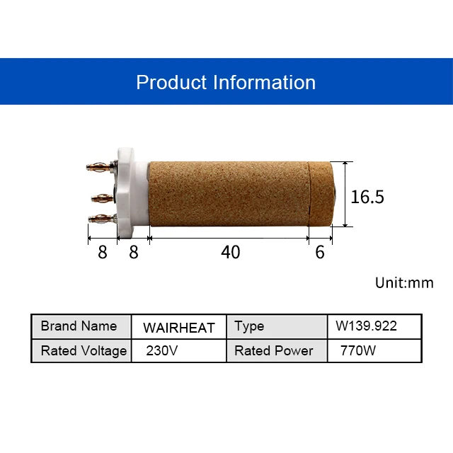 0.77kw Process Heat 139.922 230V 770W Mini Ceramic Heating element  for LHS15 Low Power Hot air Heater