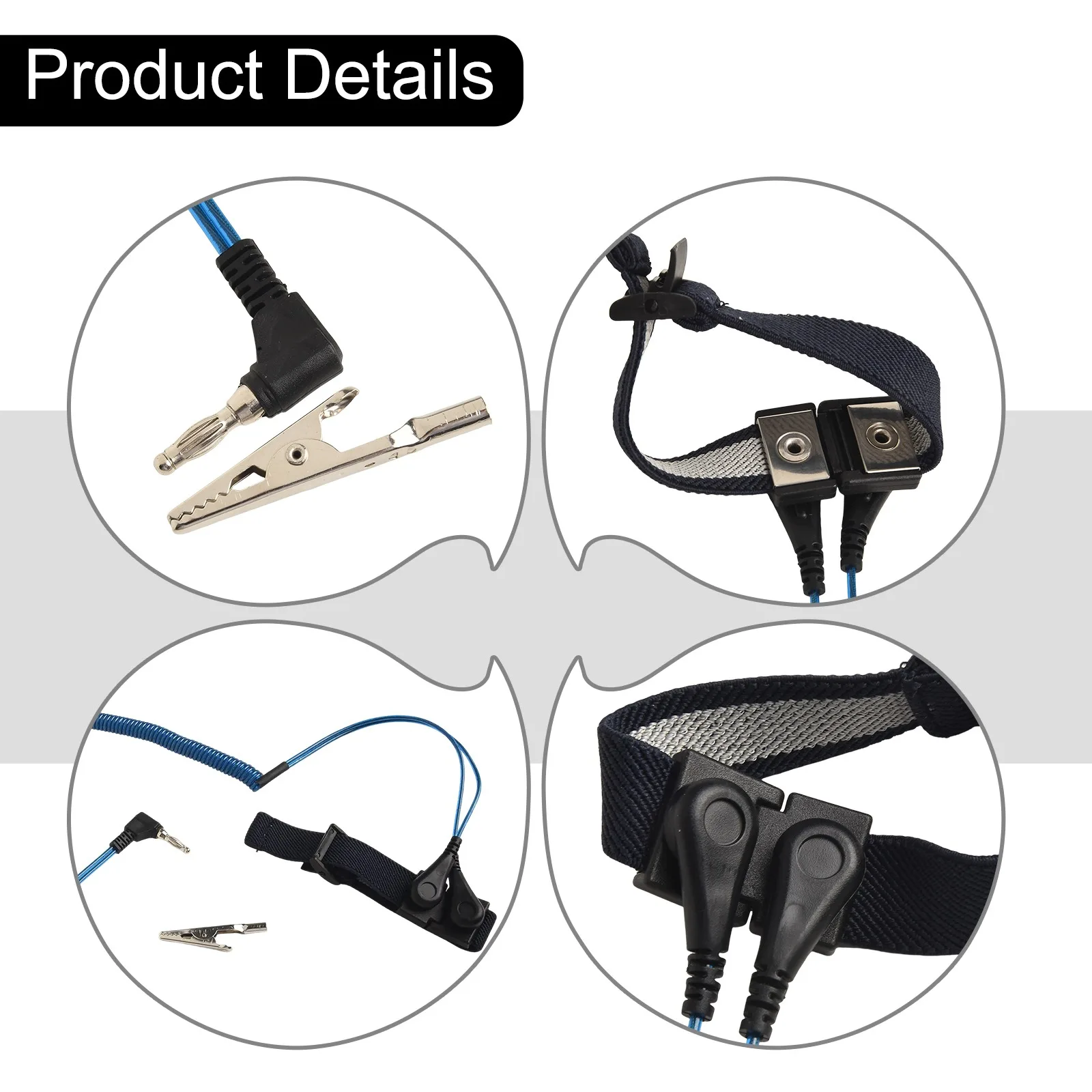 

Anti-Static Wrist Strap Wristband Anti-static Conductive Yarn Braid ESD Discharge Adjustable Grounding Electronics Repair Tools