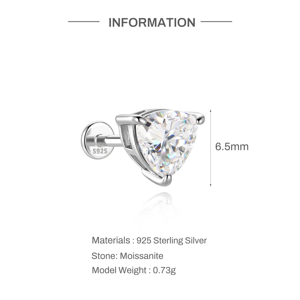 AIDE 925 Sterling Silber Klassischer Moissanit-Ohrstecker mit flacher Rückseite für Damen, 1 Karat, geometrische Form, Hochzeitsschmuck – Detail 22