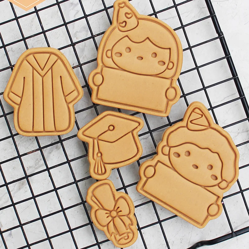 Graduation Season Cartoon Biscuit Mould Boys Girls Bachelor's Clothing Hat Fondant Frosting Biscuit Pressing Butter Biscuit Mold