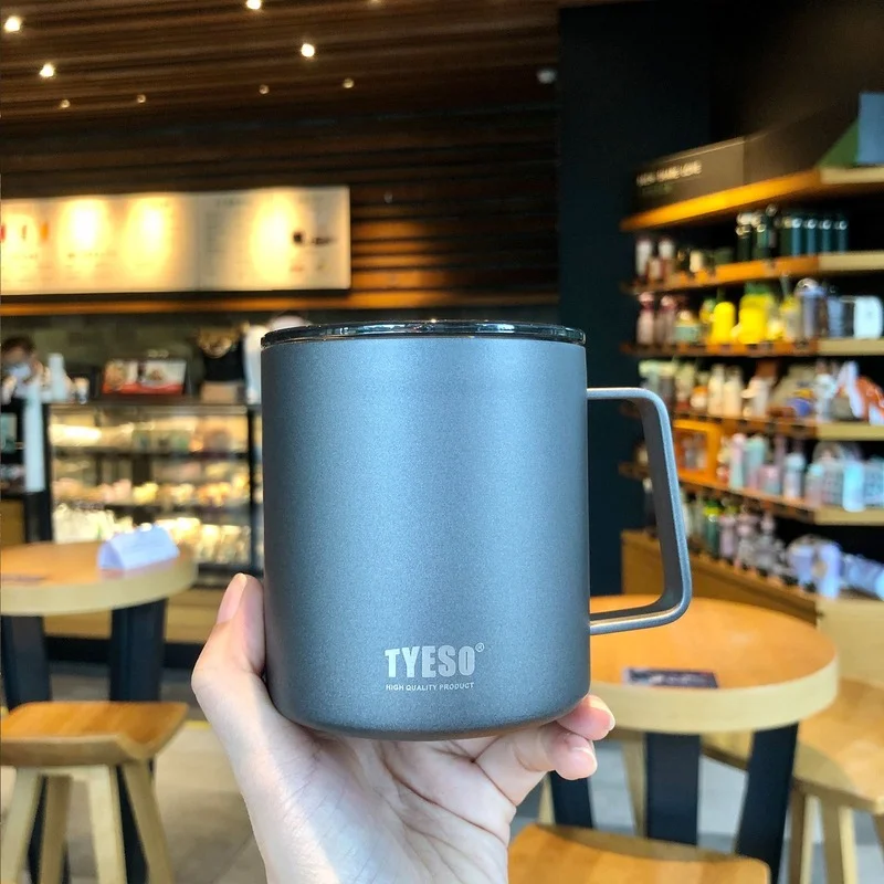 Tyeso-Stainless Steel Insulation Mug with Handle, Office Drinking Cup, Coffee Cup, Tea Cup