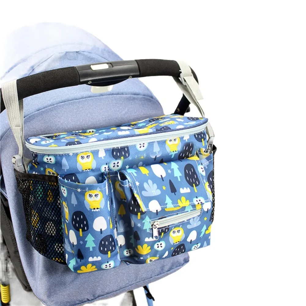 

Oxford Cloth Stroller Bag Printed Cartoon Multi-functional Diaper Bag Large Capacity Pram Accessories Pushchair Use