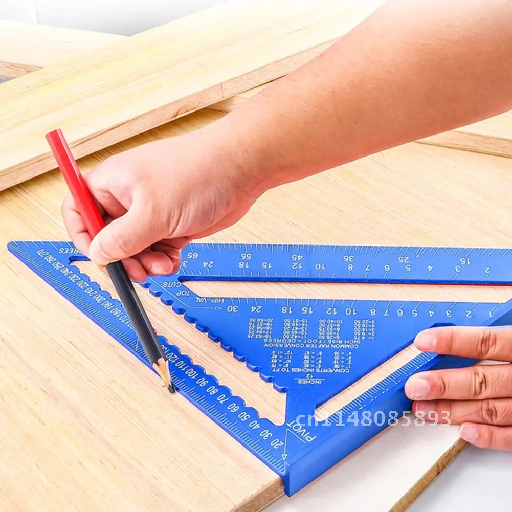 

12 inch Metric Angle Ruler Aluminum Alloy Triangular Measuring Ruler Woodwork Speed Square Triangle Angle Protractor