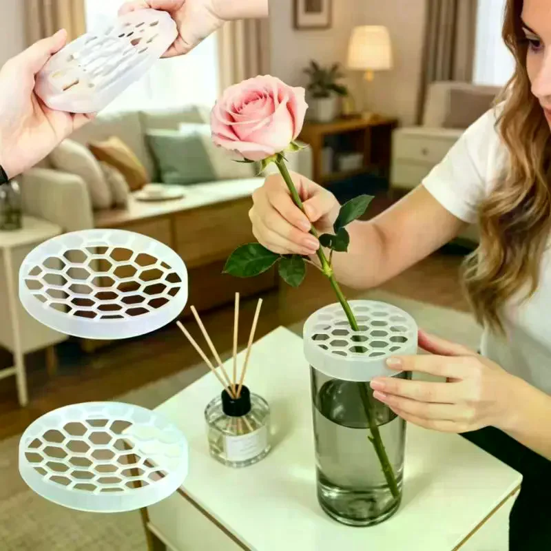 4Pcs Silicone DIY Arrangement Holder: Vase Grid Insert Flower Arrangements Plant Straw Fixation