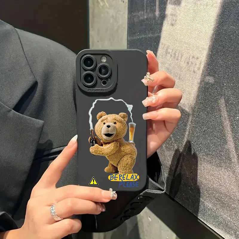 Teddy Bear Couple Cartoon Phone Case For iPhone 15 14 13 12 11 Pro Max 13 Mini XS XR X 7 8 15 Plus SE 2020 Soft Silicone Cover