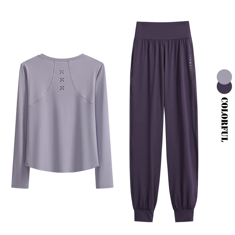 DRUR Loose Fit Yoga Set Women Autumn Tracksuit Two Piece Lightweight Breathable Sport Top Pants Suit Sportswear Outfit Yogawear
