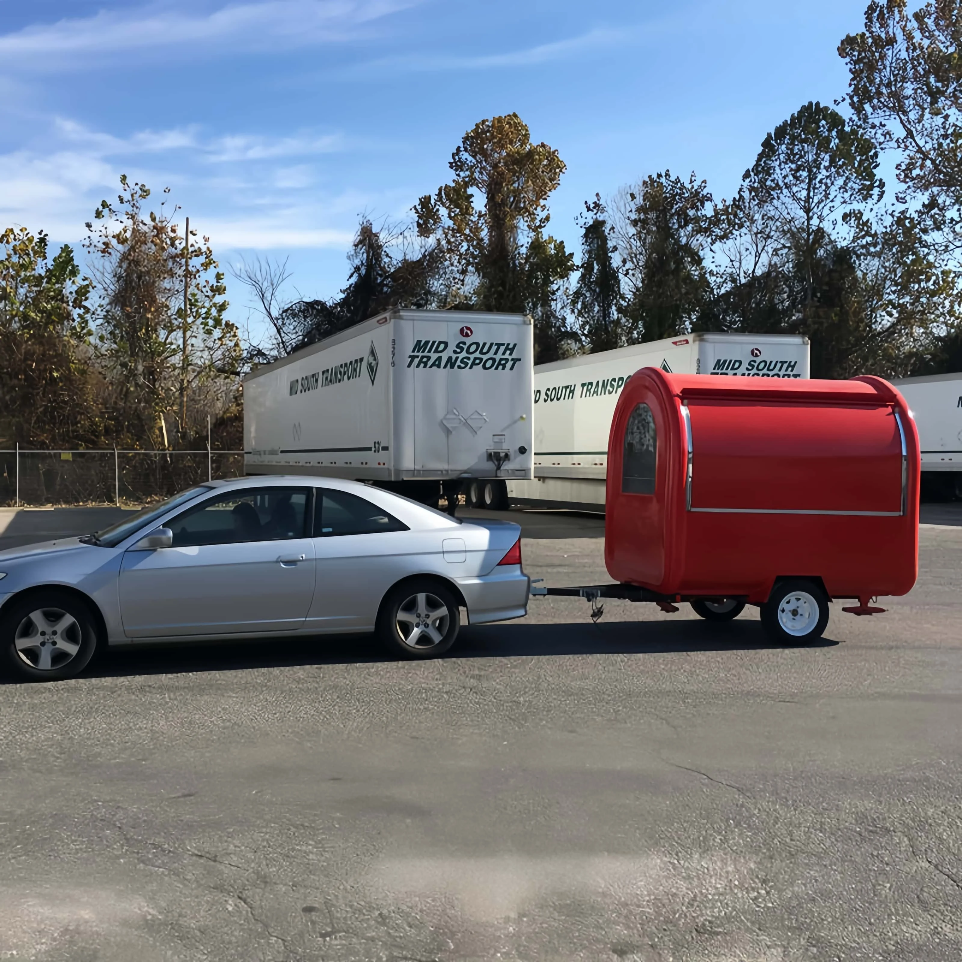 Portable Food Truck Trailer for Sale Mobile Pizza Fast Food Trucks with Full Kitchen Commercial Round Food Cart