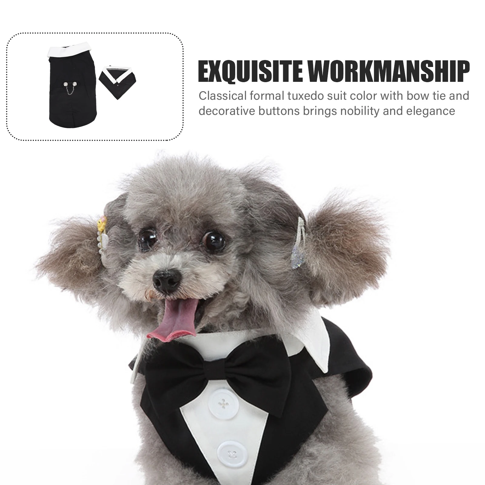 

Premium Pet Tuxedo Suit For Dogs Formal Wear Puppy Costume Elegant Stylish Wedding Party Clothing Reusable Comfortable Durable