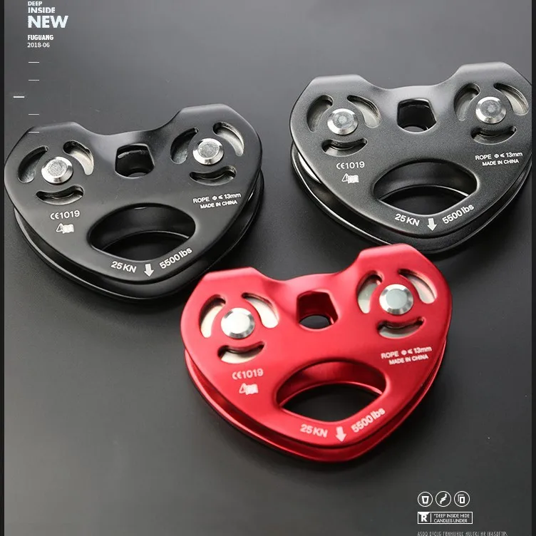 

Outdoor rescue double axle double pulley zip line crossing rope steel cable zip line ropeway pulley set