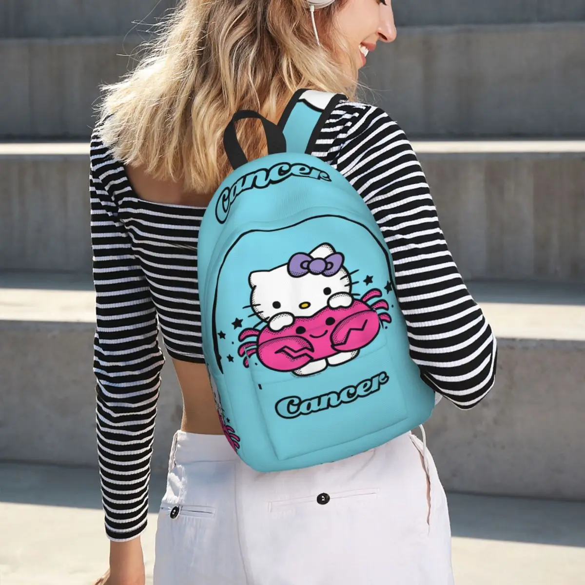 Mochila para el cáncer del zodiaco de Hello Kitty, mochila para preescolar, guardería, estudiante, Grecia, bolsas para libros de astronomía, mochila de viaje para niños y niñas
